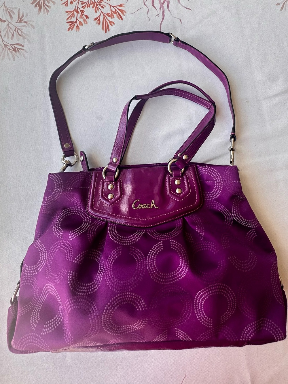 Coach Purple Signature Tote with Removable Strap - Picture 11 of 11